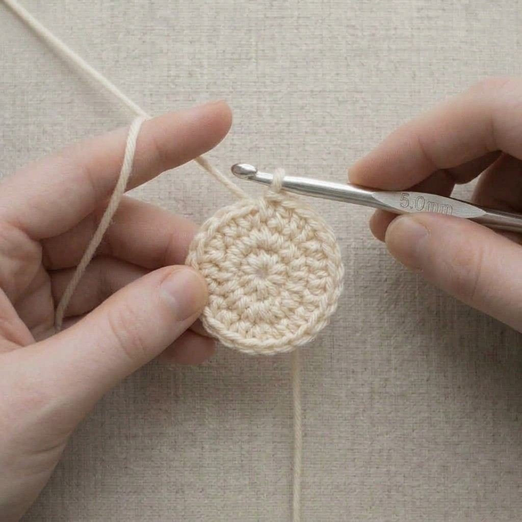 A crochet circle with the center closed